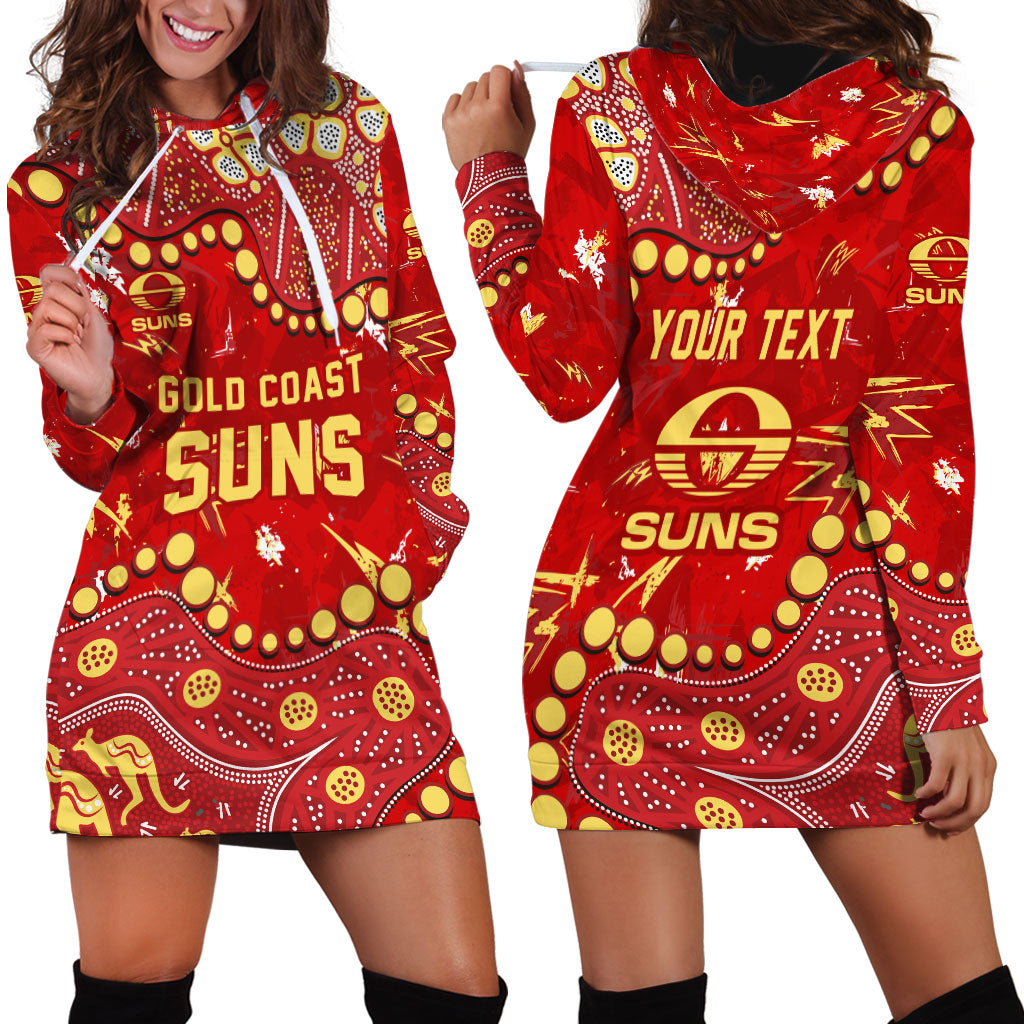 Personalized Gold Coast Suns Hoodie Dress Aboriginal Pattern with Graffiti Style