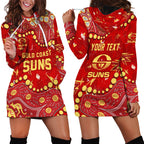 Personalized Gold Coast Suns Hoodie Dress Aboriginal Pattern with Graffiti Style