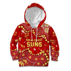 Personalized Gold Coast Suns Kid Hoodie Aboriginal Pattern with Graffiti Style