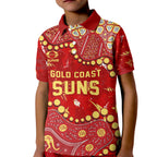 Personalized Gold Coast Suns Kid Polo Shirt Aboriginal Pattern with Graffiti Style