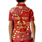 Personalized Gold Coast Suns Kid Polo Shirt Aboriginal Pattern with Graffiti Style