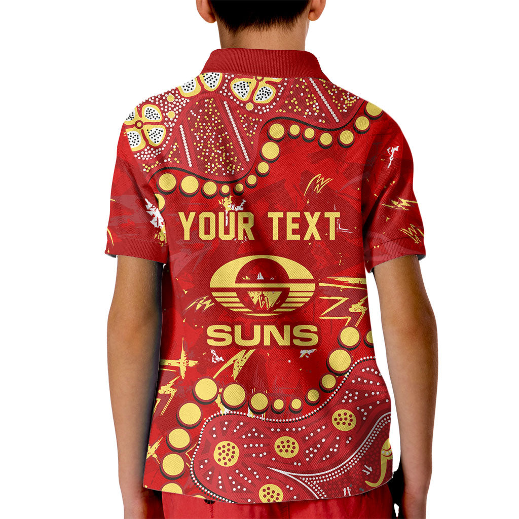 Personalized Gold Coast Suns Kid Polo Shirt Aboriginal Pattern with Graffiti Style