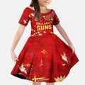 Personalized Gold Coast Suns Kid Short Sleeve Dress Aboriginal Pattern with Graffiti Style
