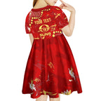 Personalized Gold Coast Suns Kid Short Sleeve Dress Aboriginal Pattern with Graffiti Style