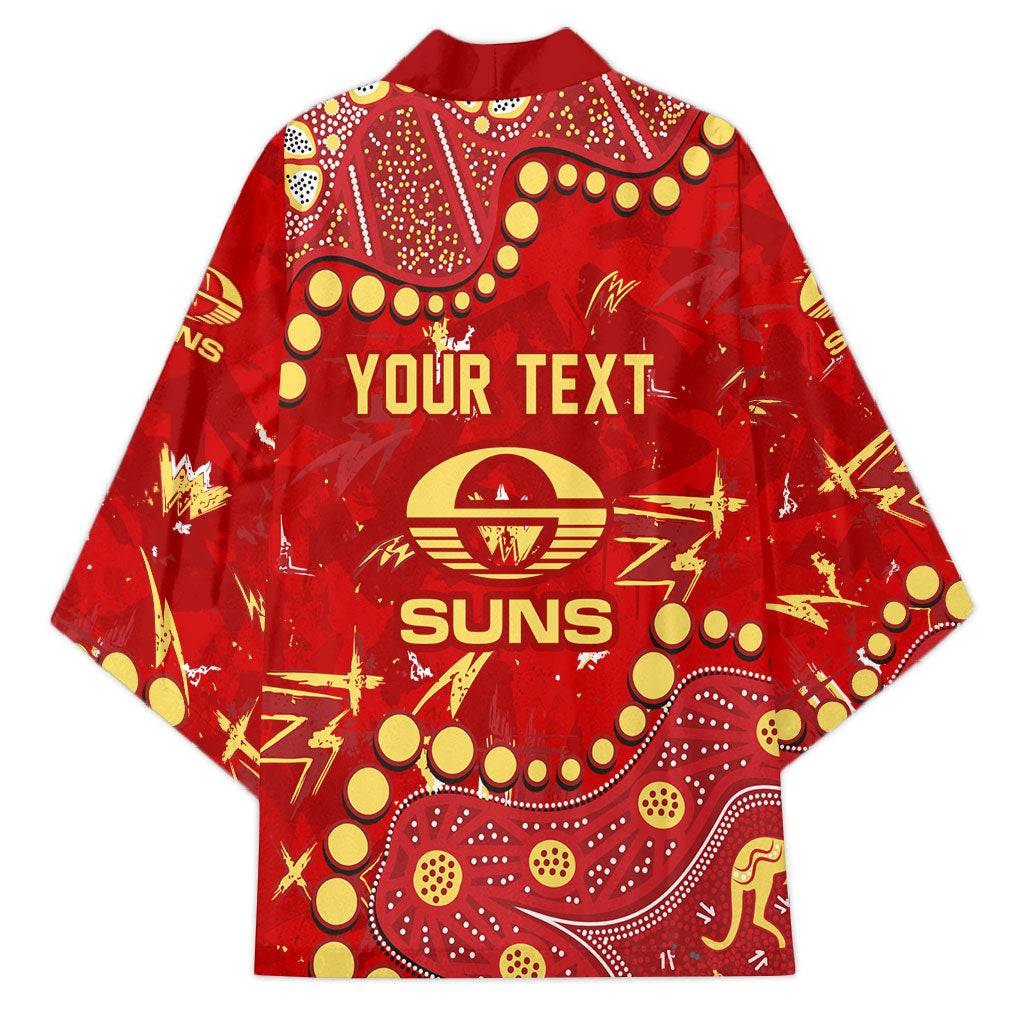 Personalized Gold Coast Suns Kimono Aboriginal Pattern with Graffiti Style