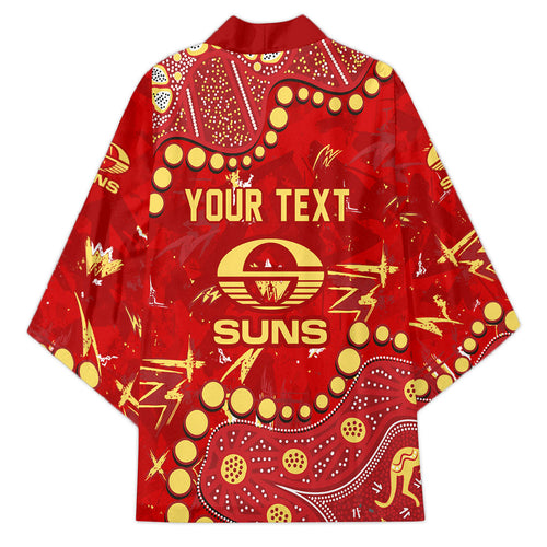 Personalized Gold Coast Suns Kimono Aboriginal Pattern with Graffiti Style