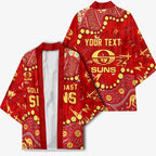Personalized Gold Coast Suns Kimono Aboriginal Pattern with Graffiti Style
