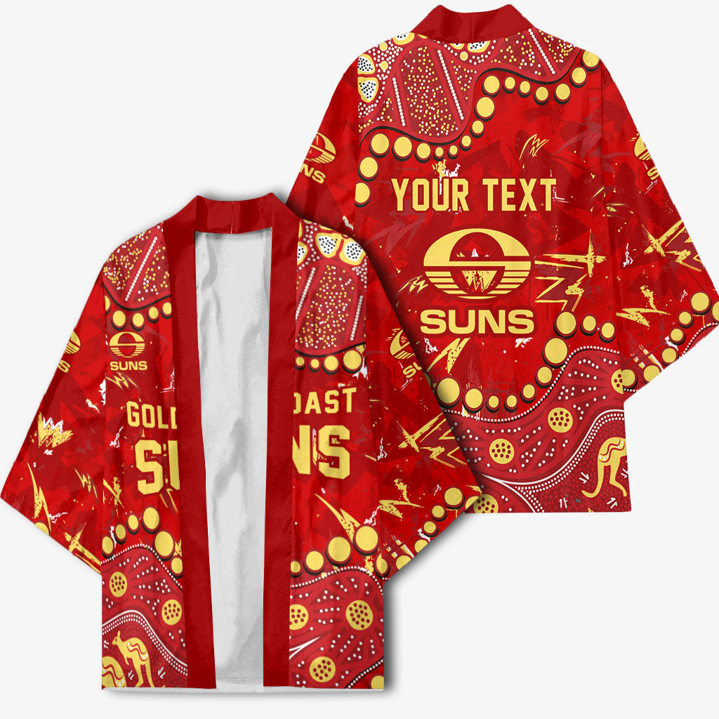 Personalized Gold Coast Suns Kimono Aboriginal Pattern with Graffiti Style