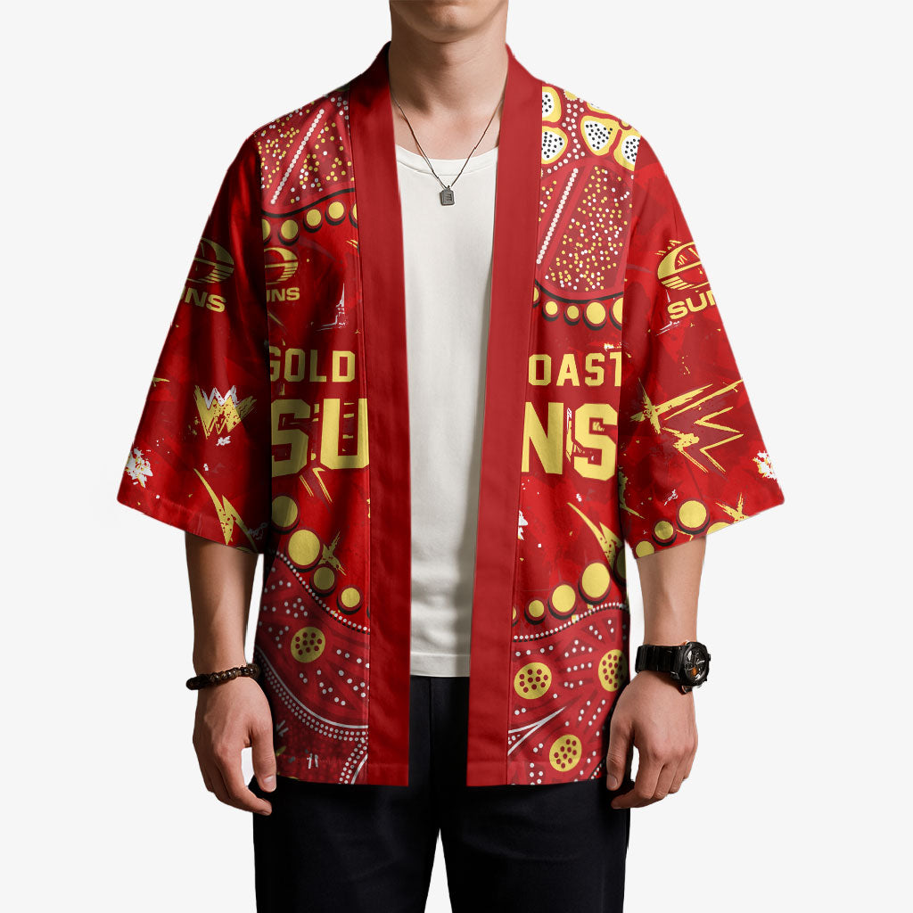 Personalized Gold Coast Suns Kimono Aboriginal Pattern with Graffiti Style
