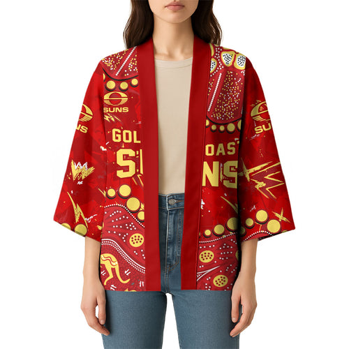 Personalized Gold Coast Suns Kimono Aboriginal Pattern with Graffiti Style