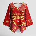 Personalized Gold Coast Suns Kimono Sleeve Blouse Aboriginal Pattern with Graffiti Style
