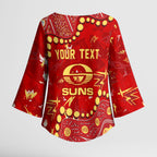 Personalized Gold Coast Suns Kimono Sleeve Blouse Aboriginal Pattern with Graffiti Style