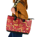 Personalized Gold Coast Suns Leather Tote Bag Aboriginal Pattern with Graffiti Style