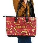 Personalized Gold Coast Suns Leather Tote Bag Aboriginal Pattern with Graffiti Style