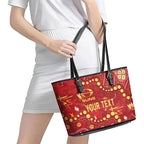 Personalized Gold Coast Suns Leather Tote Bag Aboriginal Pattern with Graffiti Style