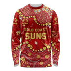 Personalized Gold Coast Suns Long Sleeve Shirt Aboriginal Pattern with Graffiti Style