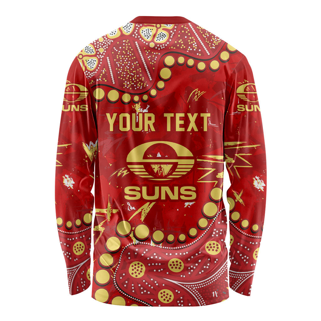 Personalized Gold Coast Suns Long Sleeve Shirt Aboriginal Pattern with Graffiti Style