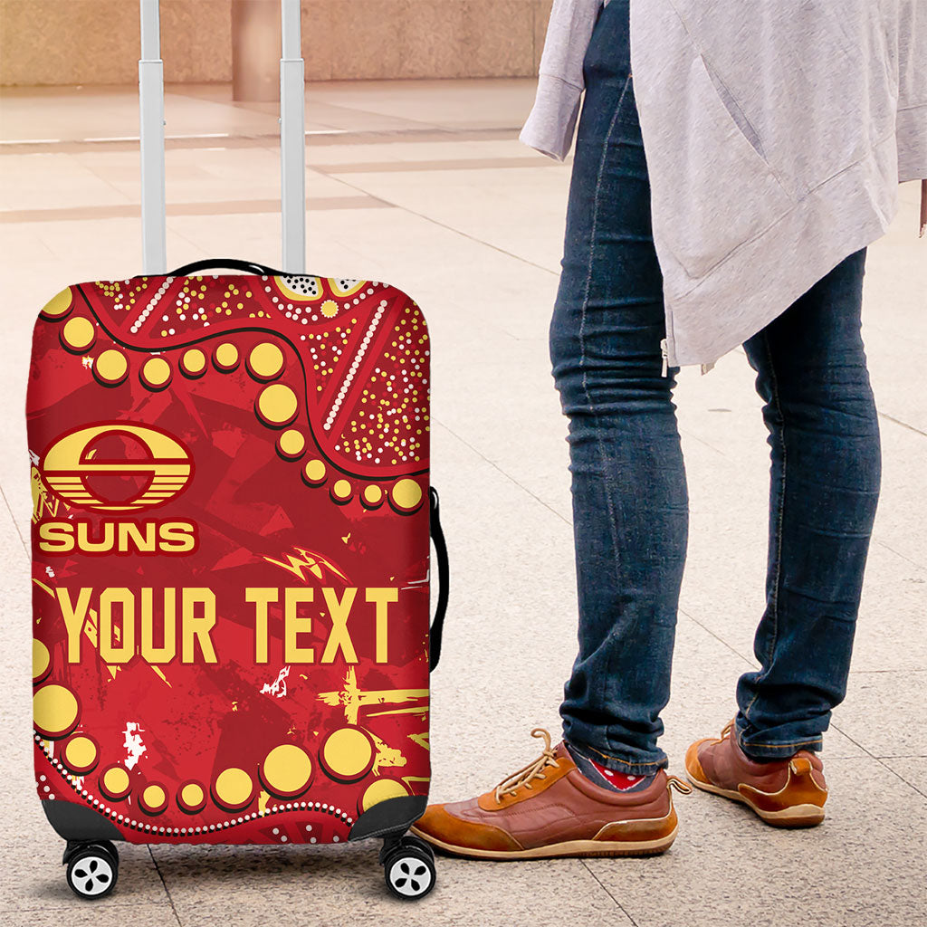 Personalized Gold Coast Suns Luggage Cover Aboriginal Pattern with Graffiti Style