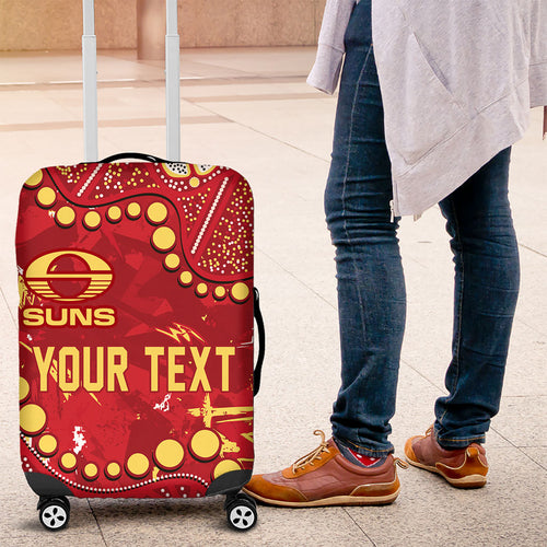Personalized Gold Coast Suns Luggage Cover Aboriginal Pattern with Graffiti Style