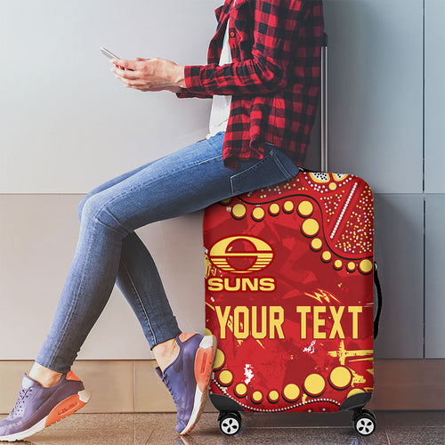 Personalized Gold Coast Suns Luggage Cover Aboriginal Pattern with Graffiti Style