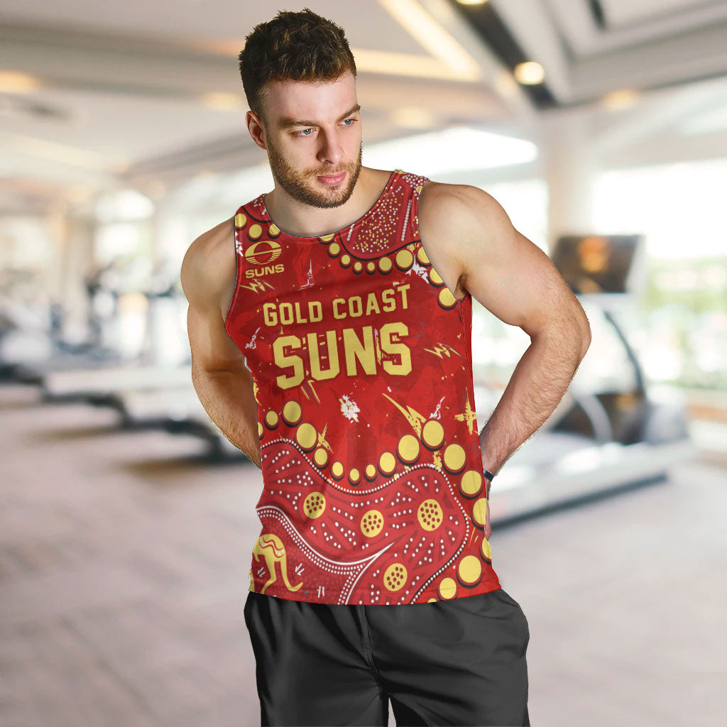 Personalized Gold Coast Suns Men Tank Top Aboriginal Pattern with Graffiti Style