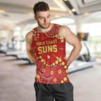 Personalized Gold Coast Suns Men Tank Top Aboriginal Pattern with Graffiti Style