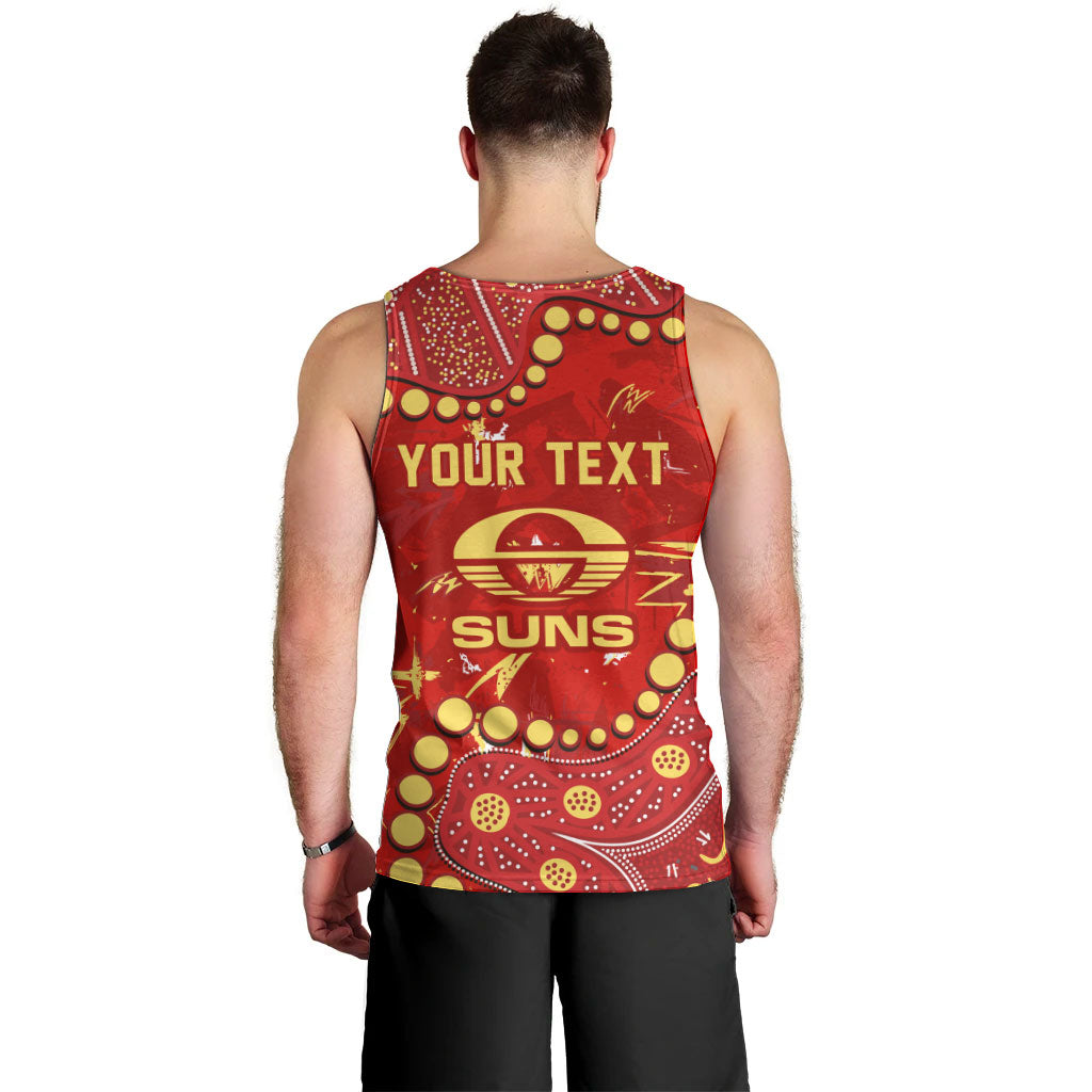 Personalized Gold Coast Suns Men Tank Top Aboriginal Pattern with Graffiti Style