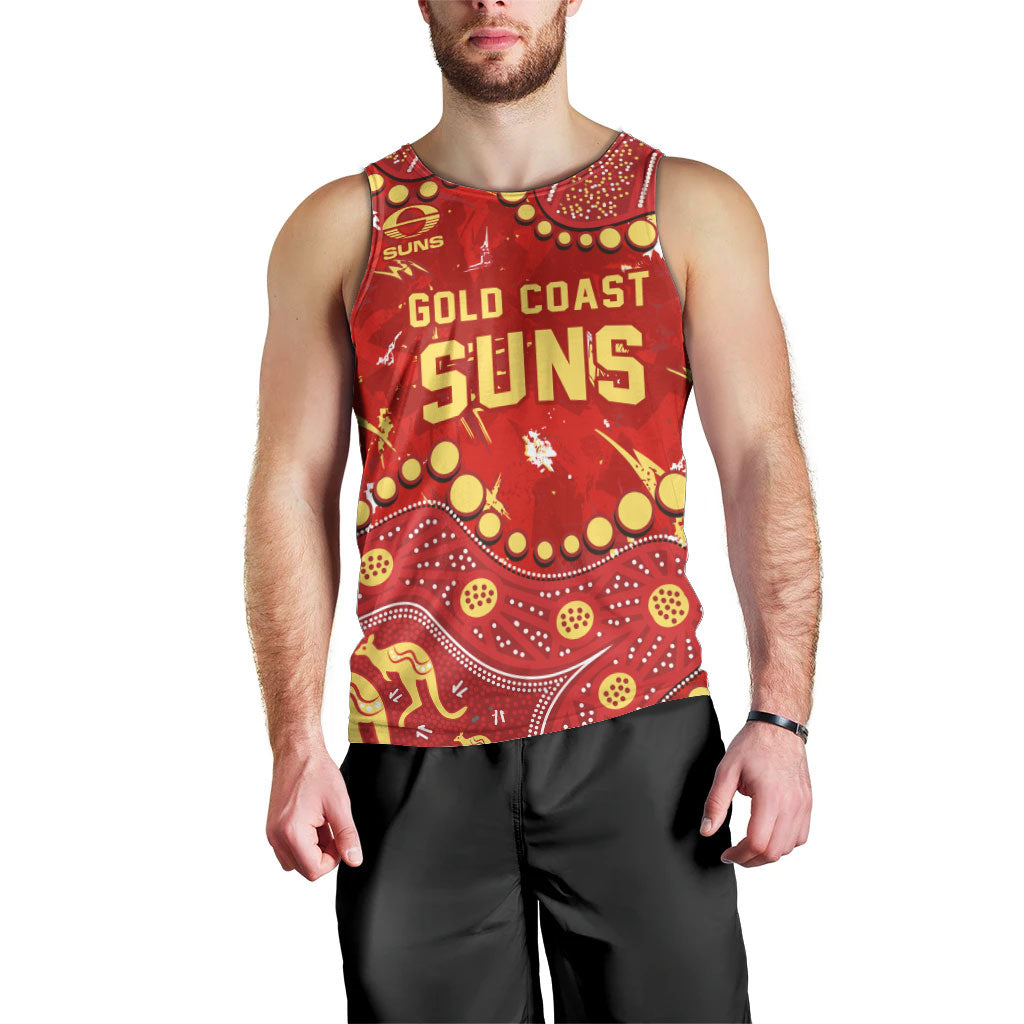 Personalized Gold Coast Suns Men Tank Top Aboriginal Pattern with Graffiti Style