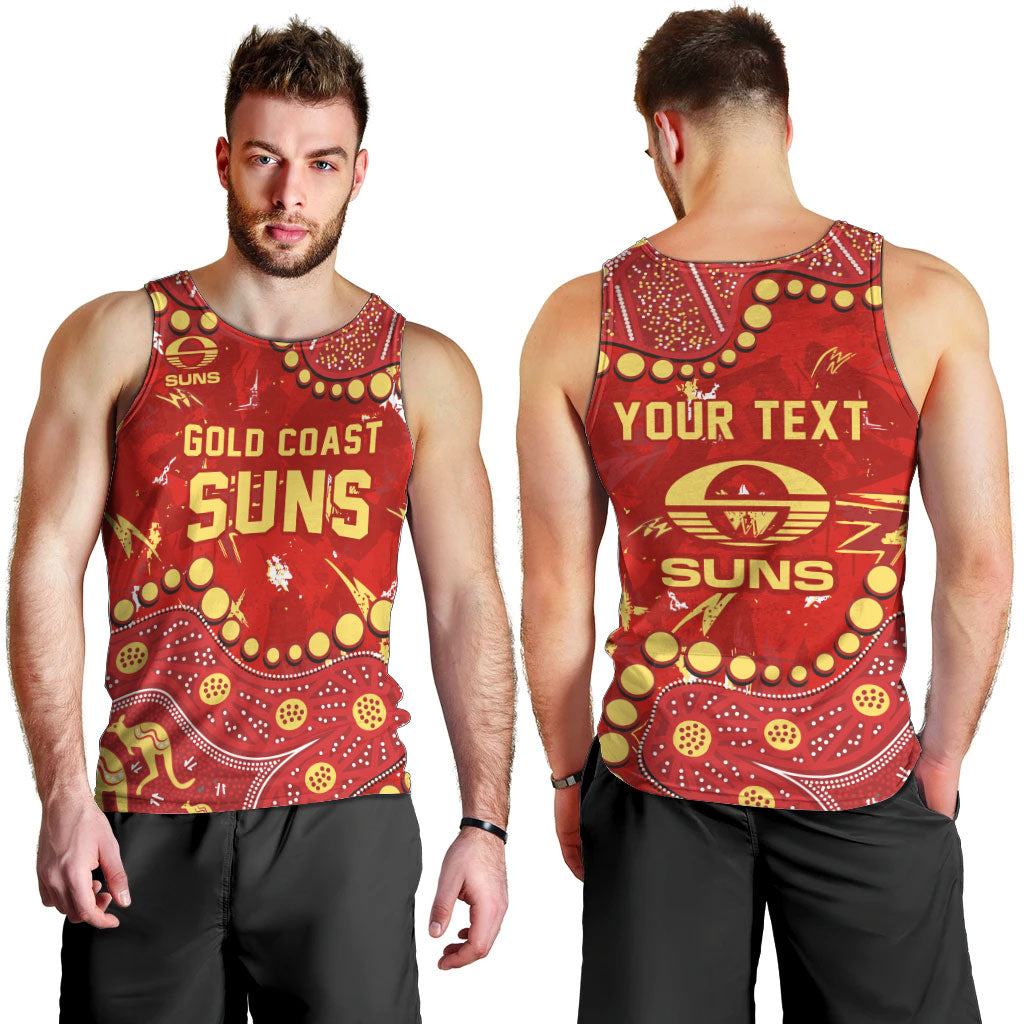 Personalized Gold Coast Suns Men Tank Top Aboriginal Pattern with Graffiti Style