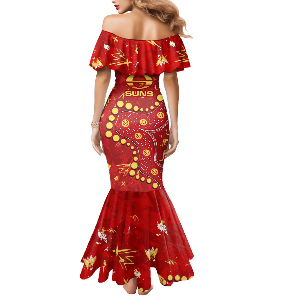 Personalized Gold Coast Suns Mermaid Dress Aboriginal Pattern with Graffiti Style