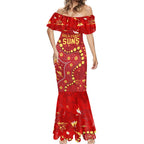 Personalized Gold Coast Suns Mermaid Dress Aboriginal Pattern with Graffiti Style