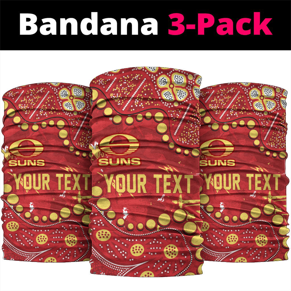 Personalized Gold Coast Suns Neck Gaiter Aboriginal Pattern with Graffiti Style