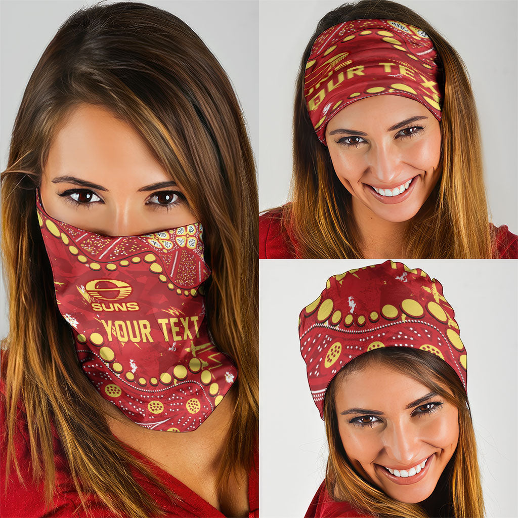 Personalized Gold Coast Suns Neck Gaiter Aboriginal Pattern with Graffiti Style