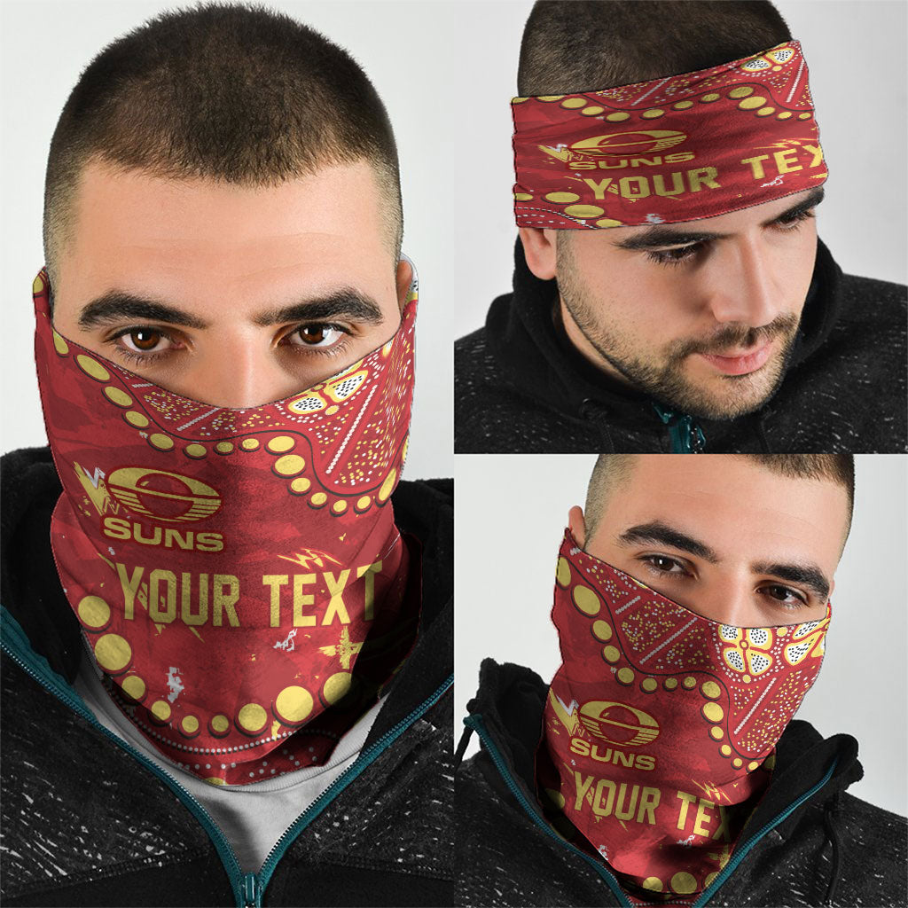 Personalized Gold Coast Suns Neck Gaiter Aboriginal Pattern with Graffiti Style