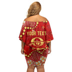 Personalized Gold Coast Suns Off Shoulder Short Dress Aboriginal Pattern with Graffiti Style