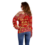 Personalized Gold Coast Suns Off Shoulder Sweater Aboriginal Pattern with Graffiti Style