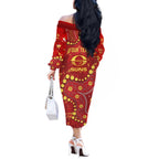 Personalized Gold Coast Suns Off The Shoulder Long Sleeve Dress Aboriginal Pattern with Graffiti Style