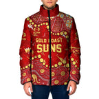 Personalized Gold Coast Suns Padded Jacket Aboriginal Pattern with Graffiti Style