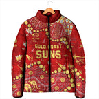 Personalized Gold Coast Suns Padded Jacket Aboriginal Pattern with Graffiti Style