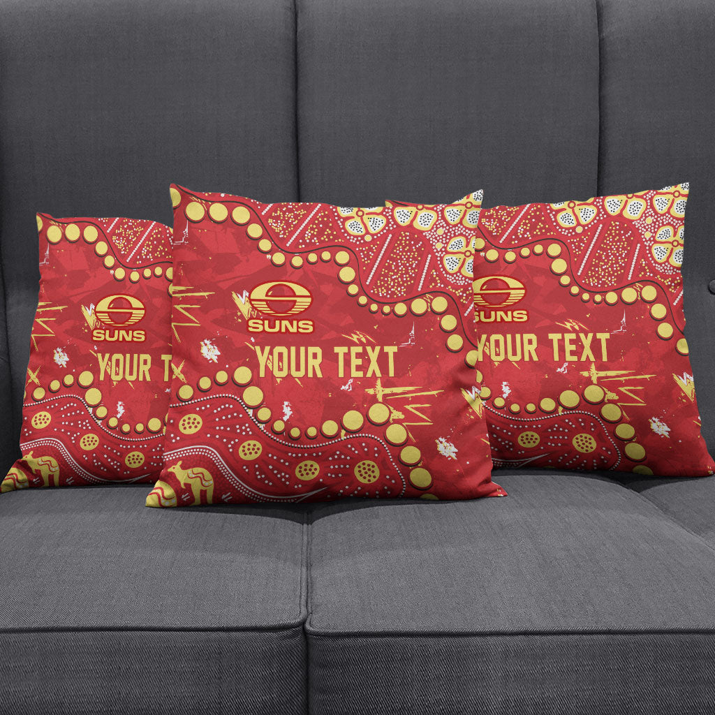 Personalized Gold Coast Suns Pillow Cover Aboriginal Pattern with Graffiti Style