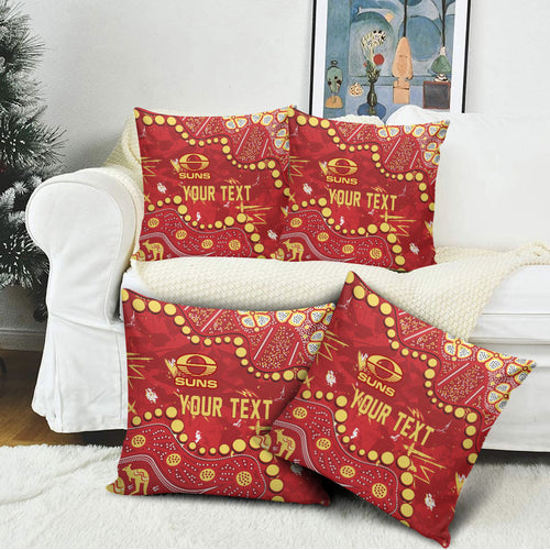 Personalized Gold Coast Suns Pillow Cover Aboriginal Pattern with Graffiti Style