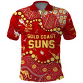 Personalized Gold Coast Suns Polo Shirt Aboriginal Pattern with Graffiti Style