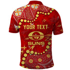 Personalized Gold Coast Suns Polo Shirt Aboriginal Pattern with Graffiti Style
