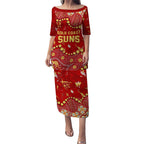Personalized Gold Coast Suns Puletasi Aboriginal Pattern with Graffiti Style