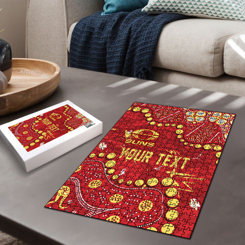 Personalized Gold Coast Suns Puzzle Aboriginal Pattern with Graffiti Style