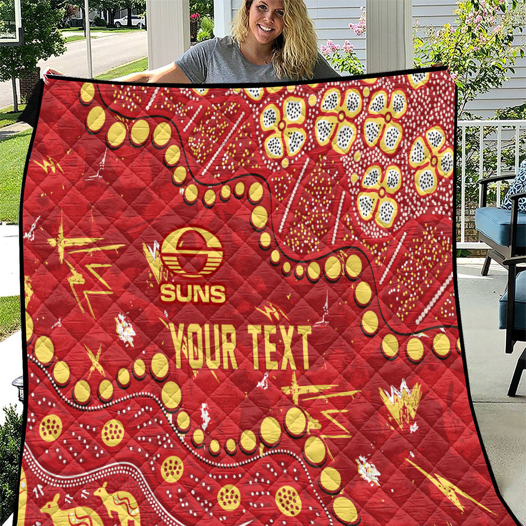 Personalized Gold Coast Suns Quilt Aboriginal Pattern with Graffiti Style