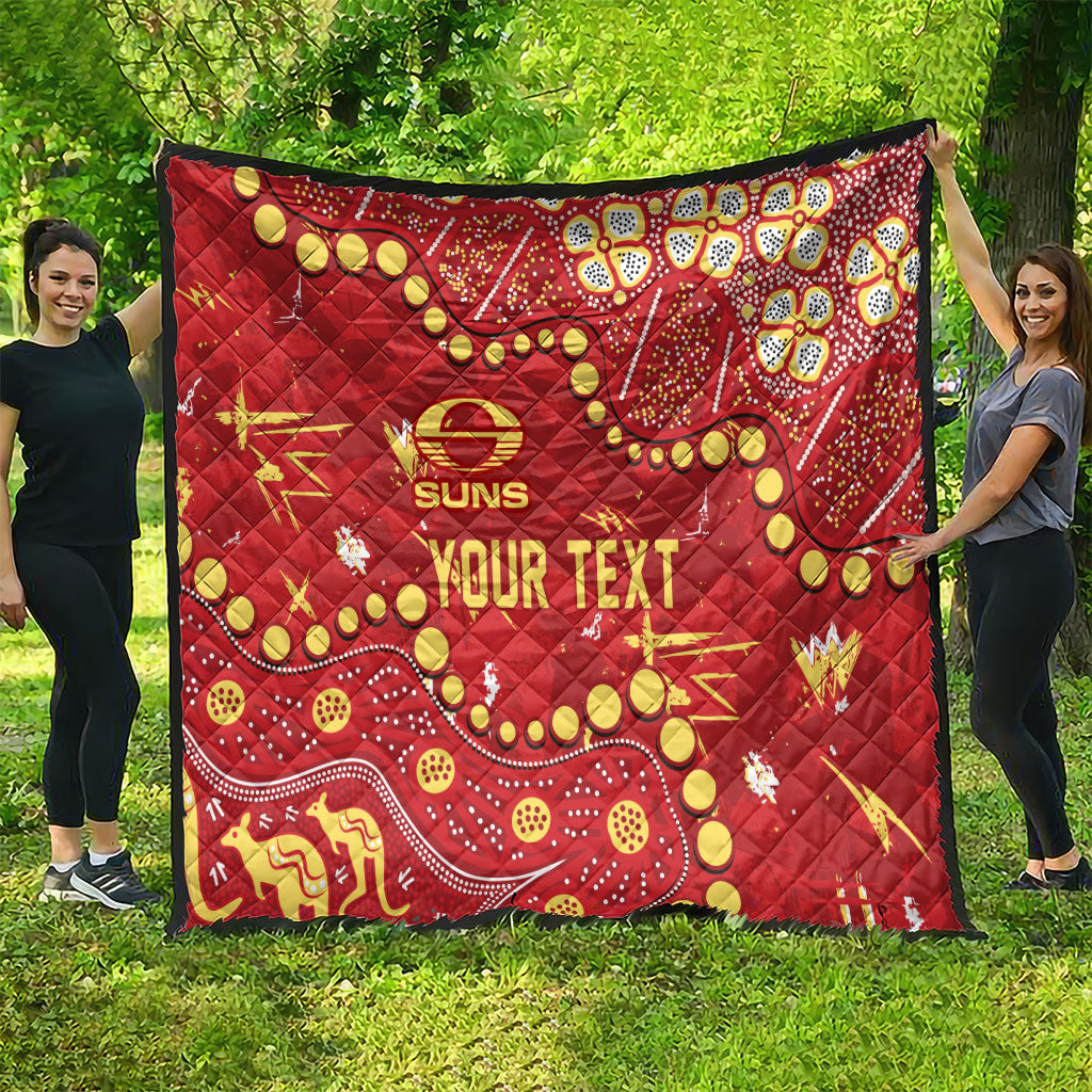 Personalized Gold Coast Suns Quilt Aboriginal Pattern with Graffiti Style
