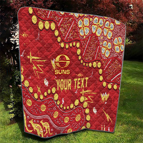 Personalized Gold Coast Suns Quilt Aboriginal Pattern with Graffiti Style