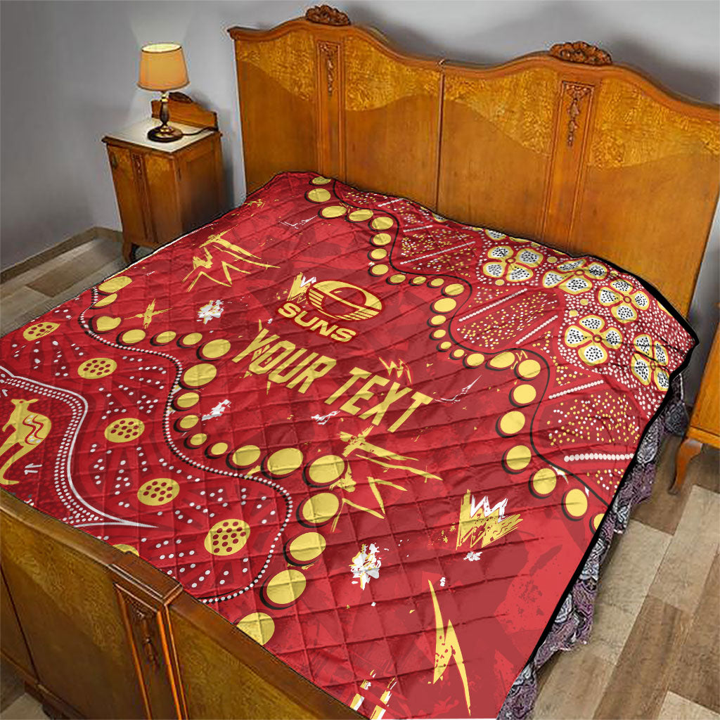 Personalized Gold Coast Suns Quilt Aboriginal Pattern with Graffiti Style