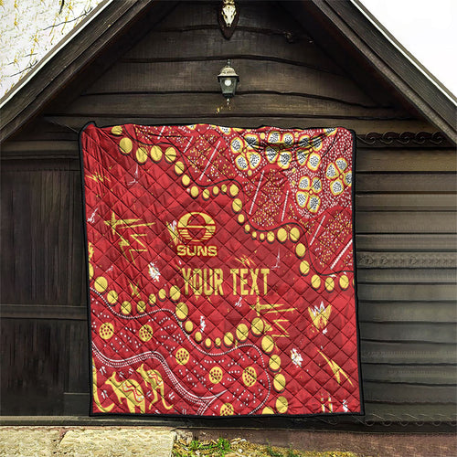 Personalized Gold Coast Suns Quilt Aboriginal Pattern with Graffiti Style